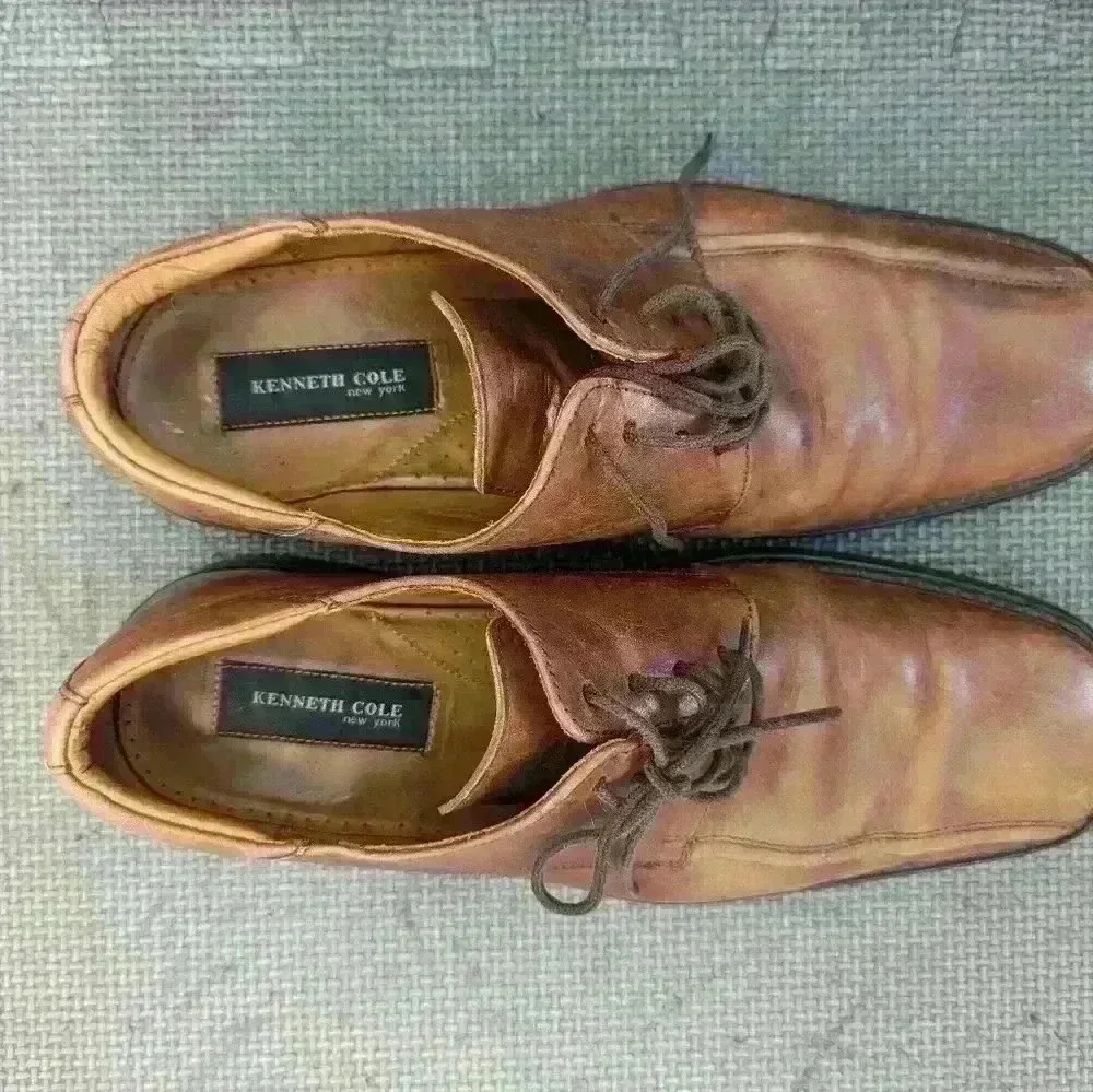 Kenneth Cole Brown LEATHER Square toe Derbys Dress Shoes Men's 9.5